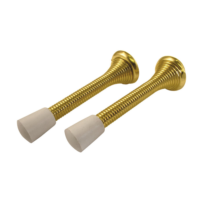 Hickory Hardware PBH0255 Door Stops Collection Spring Door Stop 3-1/4 Inch (83mm) Bright Brass Finish (2 Pack)