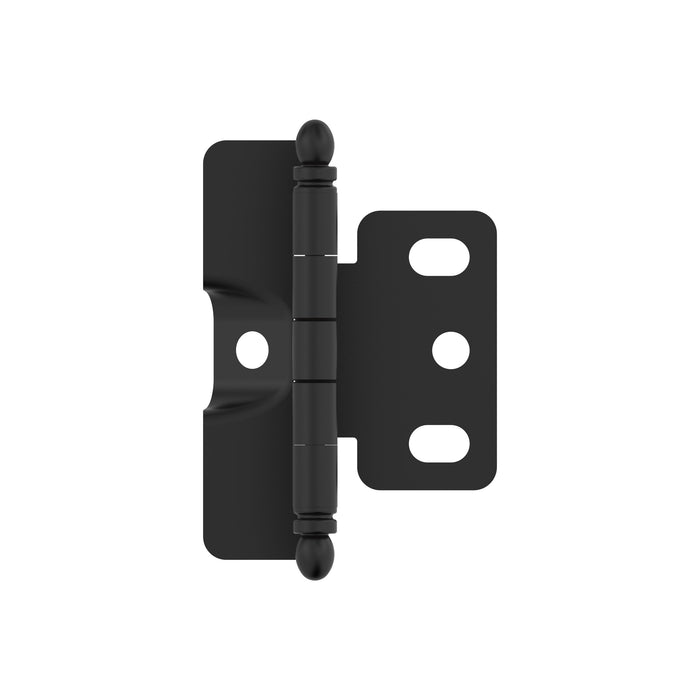 Amerock PK3175TBFB 3/4 inch (19mm) Door Thickness Full Inset Full Wrap Ball Tip Matte Black Cabinet Hinge - Single Hinge