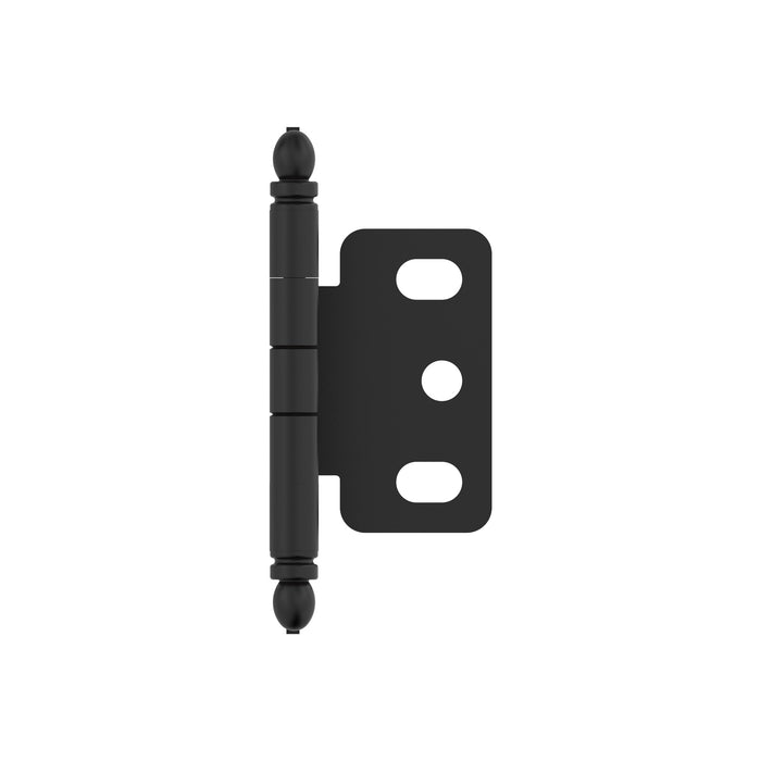 Amerock PK3180TBFB 3/4 inch (19mm) Door Thickness Full Inset Partial Wrap Ball Tip Matte Black Cabinet Hinge - Single Hinge