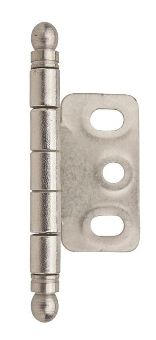 Amerock PK3180TBG10 3/4 inch (19mm) Door Thickness Full Inset Partial Wrap Ball Tip Satin Nickel Cabinet Hinge - Single Hinge