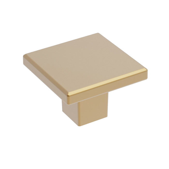 Hickory Hardware R077756BBX Tempo Collection Knob 1-3/16 Inch (30mm) Square Brushed Brass Finish