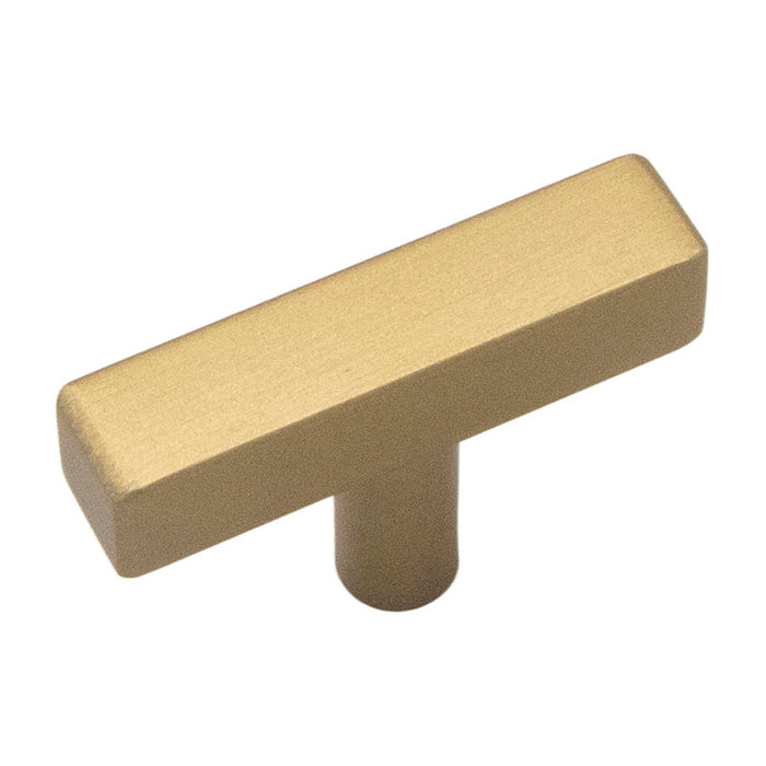 Hickory Hardware R080548BBX Quad Collection T-Knob 2-1/16 Inch (52mm) x 1/2 Inch (13mm) Brushed Golden Brass Finish
