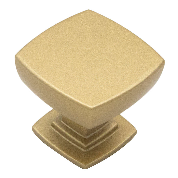 Hickory Hardware R080556BBX Plaza Collection Knob 1-1/8 Inch (29mm) Square Brushed Golden Brass Finish
