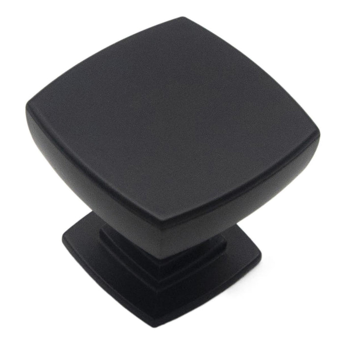 Hickory Hardware R080556MBX Plaza Collection Knob 1-1/8 Inch (29mm) Square Matte Black Finish