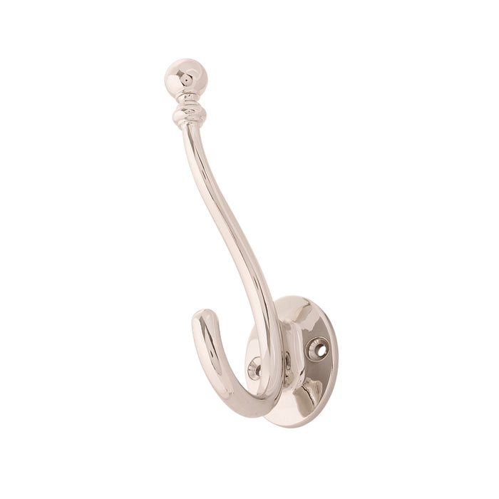 Hickory Hardware H077194-14 Cottage Collection Coat & Hat Hook 5-1/4 Inch (133mm) Long Polished Nickel Finish