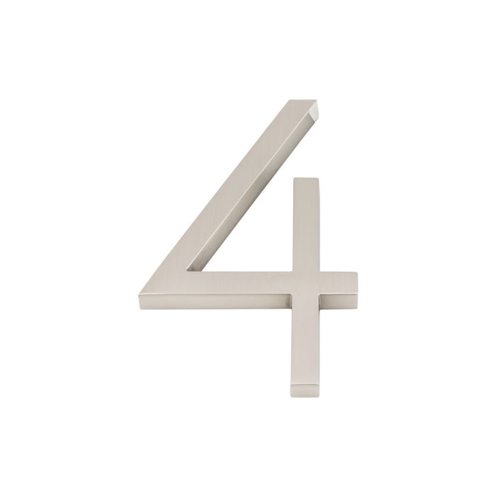 Atlas Homewares AVN4-L-BRN Modern Avalon 6in H Floating Mount House Number Brushed Nickel