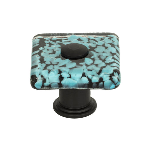 Atlas Homewares 3225-BL Dream Glass Marine Glass 1 1/2in (38mm) Length Square Knob Matte Black - KnobDepot