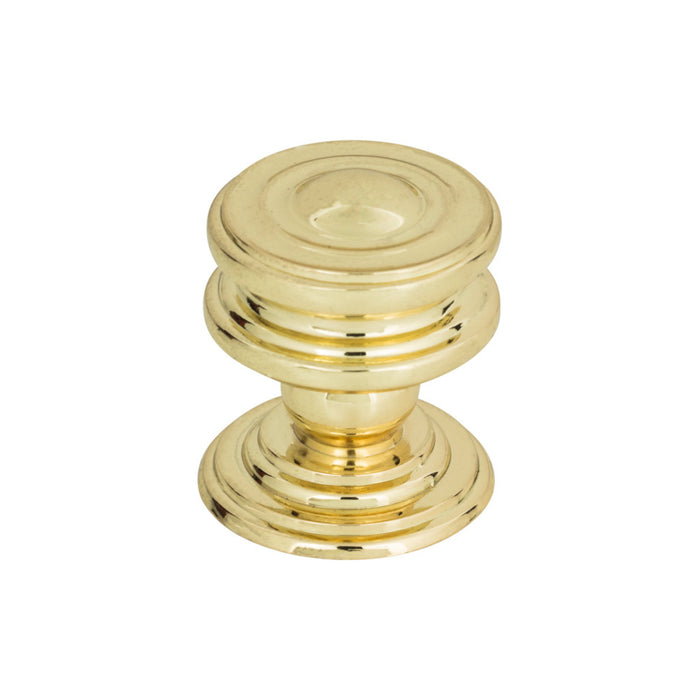 Atlas Homewares 376-PB Campaign 1 1/4in Diameter Round Knob Polished Brass