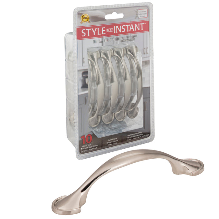 Elements 647-3SN-R Retail Pack Hardware Retail Pack Hardware 3" (76mm) Center-to-Center Bar Pull Satin Nickel