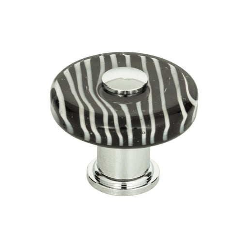 Atlas Homewares 3224-CH Dream Glass Zebra Glass 1 1/2in (38mm) Diameter Round Knob Polished Chrome - KnobDepot
