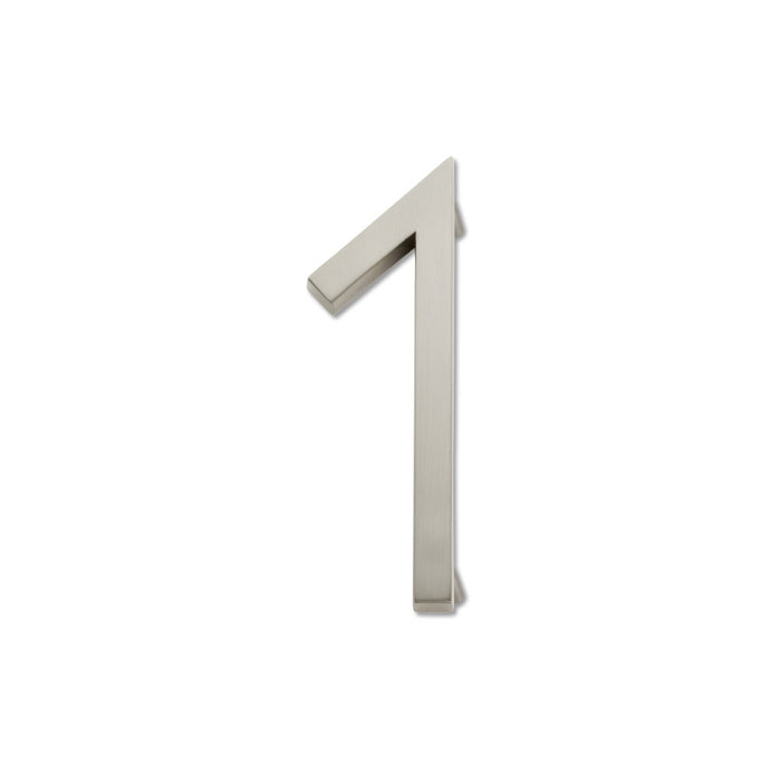 Atlas Homewares AVN1-BRN Modern Avalon 4-1/2in H Floating Mount House Number Brushed Nickel