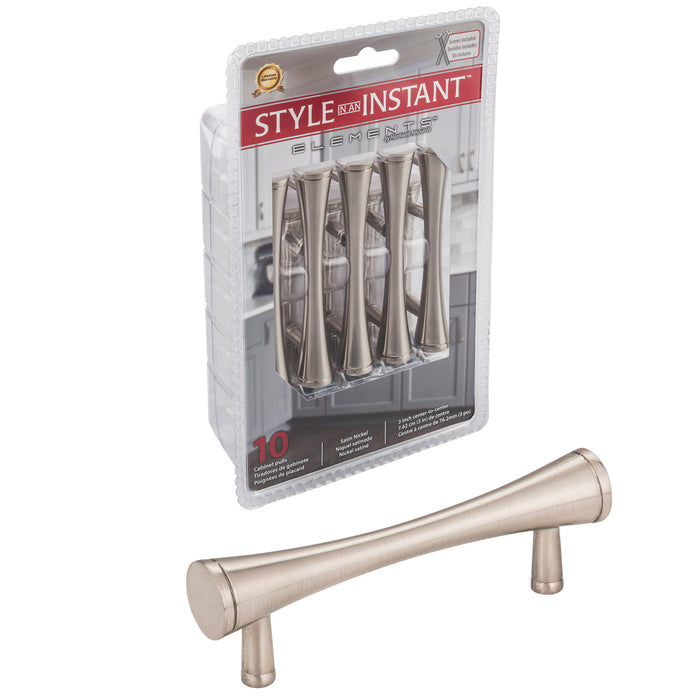 Elements 400SN-R Retail Pack Hardware Retail Pack Hardware 3" (76mm) Center-to-Center Bar Pull Satin Nickel