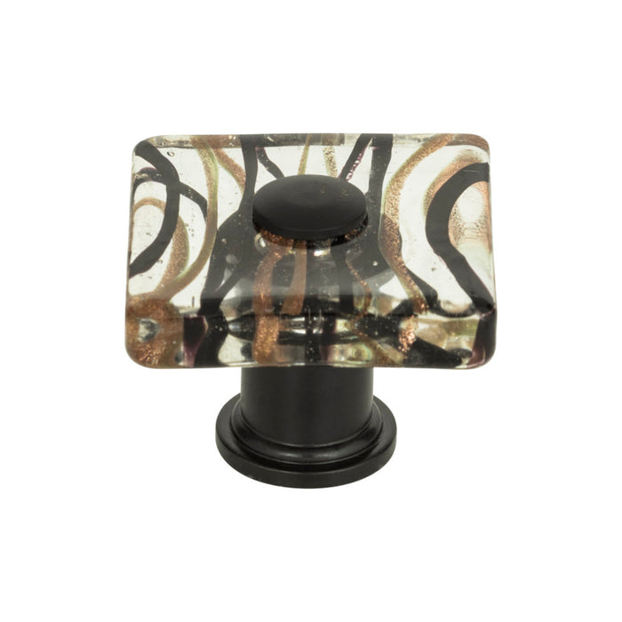 Atlas Homewares 3205-O Dream Glass Milky Way Glass 1 1/2in (38mm) Length Square Knob Aged Bronze - KnobDepot