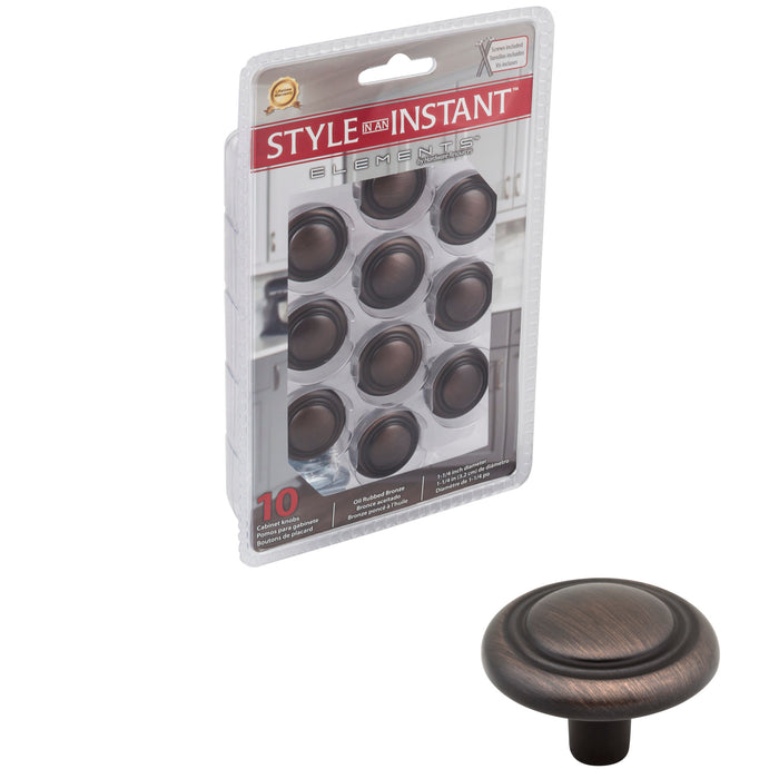 Elements 202DBAC-R Retail Pack Hardware Retail Pack Hardware 1-1/4" (32mm) Diameter Mushroom Knob Brushed Oil Rubbed Bronze