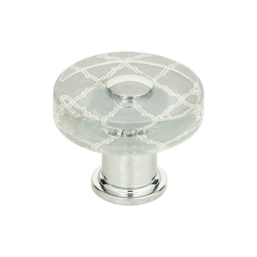 Atlas Homewares 3233-CH Dream Glass Quatrefoil Glass 1 1/2in (38mm) Diameter Round Knob Polished Chrome - KnobDepot
