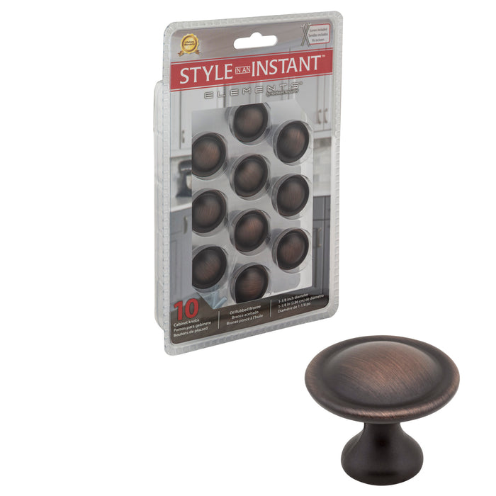 Elements 647DBAC-R Retail Pack Hardware Retail Pack Hardware 1-1/8" (29mm) Diameter Mushroom Knob Brushed Oil Rubbed Bronze