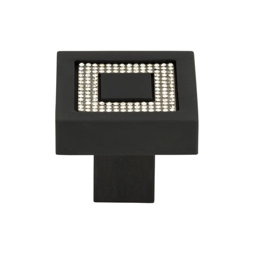 Atlas Homewares 3192-BL Crystal 1 3/8in (35mm) Length Square Knob Matte Black - KnobDepot