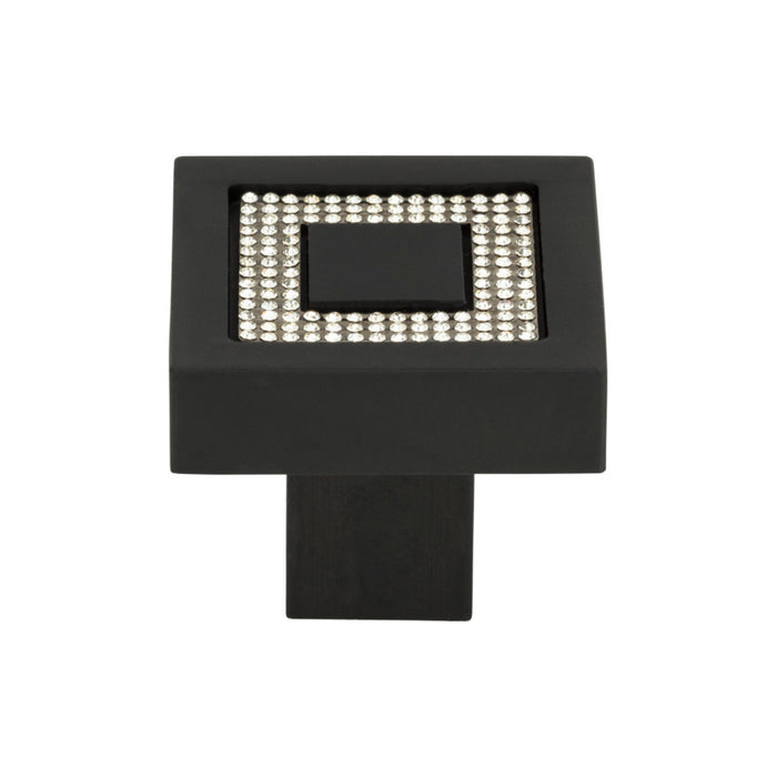 Atlas Homewares 3192-BL Crystal 1 3/8in (35mm) Length Square Knob Matte Black - KnobDepot