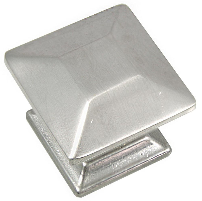 MNG Hardware M-83528 The Poise Collection Distressed Pewter Square Knob with Backplate - Knob Depot