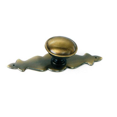 Laurey L-22205 Classic Traditions Antique Brass Knob with Backplate - Knob Depot