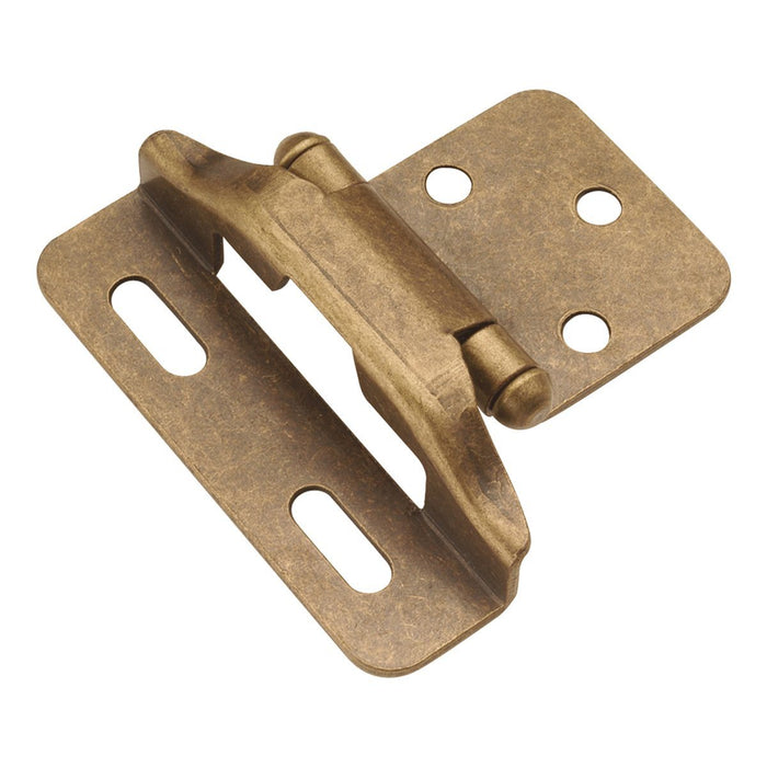 Hickory Hardware H-P60010F-AB Functional/Self-Closing Semi-Concealed Antique Brass Hinge - Knob Depot