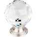 Top Knobs T-TK126BSN Crystal Crystal & Brushed Satin Nickel Round Knob - Knob Depot
