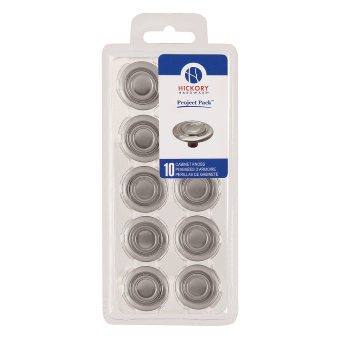 Hickory Hardware H-VP121-SN Functional/Project Pack Satin Nickel Round Knob - Knob Depot