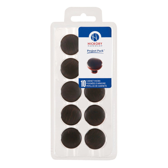 Hickory Hardware H-VP14255-OBH Functional/Project Pack Oil Rubbed Bronze Highlighted Round Knob - Knob Depot