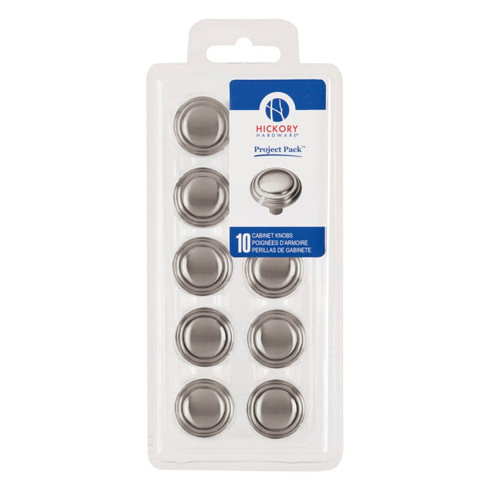 Hickory Hardware H-VP3464-SN Functional/Project Pack Satin Nickel Round Knob - Knob Depot